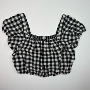 Madewell Buffalo Plaid Cropped Button Front Top